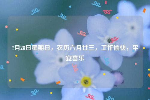 7月28日星期日，农历六月廿三，工作愉快，平安喜乐