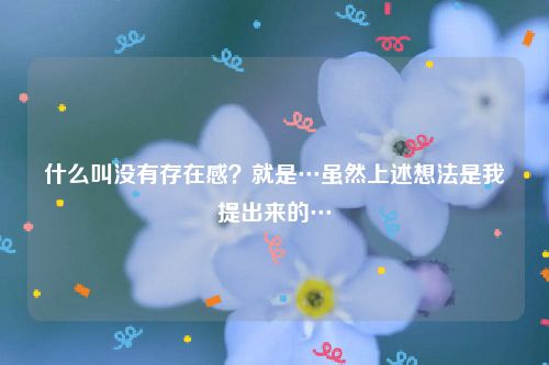 什么叫没有存在感？就是…虽然上述想法是我提出来的…